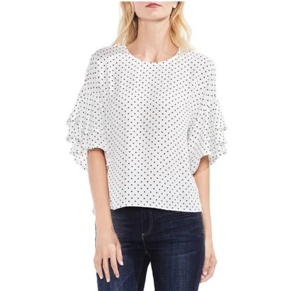 Vince Camuto Tops - Vince Camuto | Polka Dot Tiered Blouse New Ivory